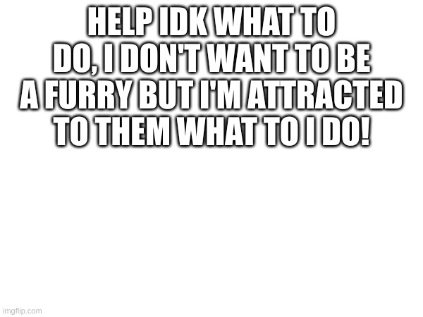 HELP IDK WHAT TO DO, I DON'T WANT TO BE A FURRY BUT I'M ATTRACTED TO THEM WHAT TO I DO! | made w/ Imgflip meme maker