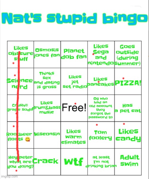 Nat's stupid bingo | image tagged in nat's stupid bingo | made w/ Imgflip meme maker