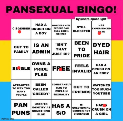 woot woot I'm not pan | image tagged in pansexual bingo | made w/ Imgflip meme maker