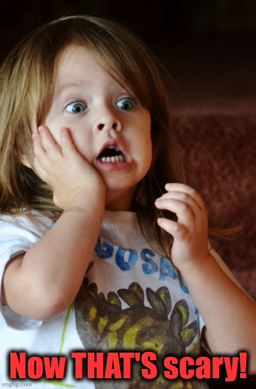 Horrified little girl | Now THAT'S scary! | image tagged in horrified little girl | made w/ Imgflip meme maker