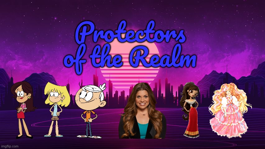 Protectors of the Realm | Protectors of the Realm | image tagged in retrowave background,the loud house,deviantart,fanfiction,lincoln loud,lori loud | made w/ Imgflip meme maker