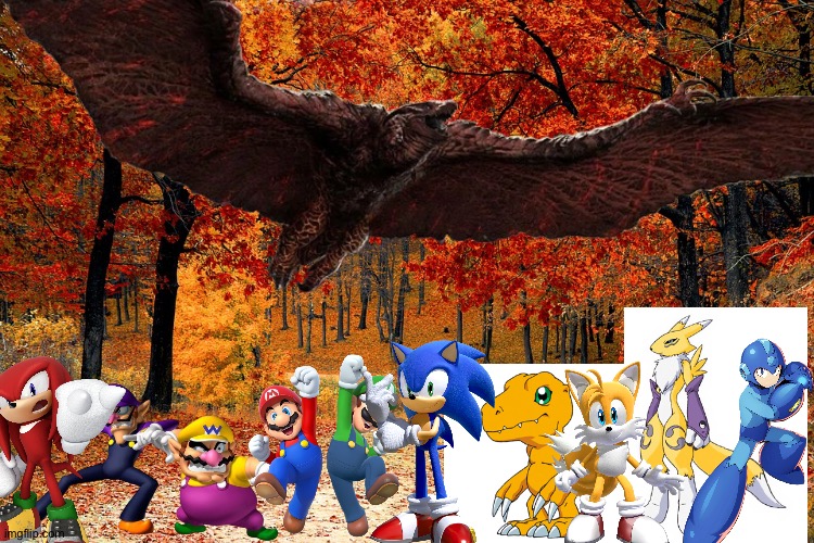 Wario and Friends dies by Rodan because of Wario and Waluigi accidentally provoking Him while exploring in a forest | image tagged in wario dies,super mario,sonic the hedgehog,digimon,godzilla,crossover | made w/ Imgflip meme maker
