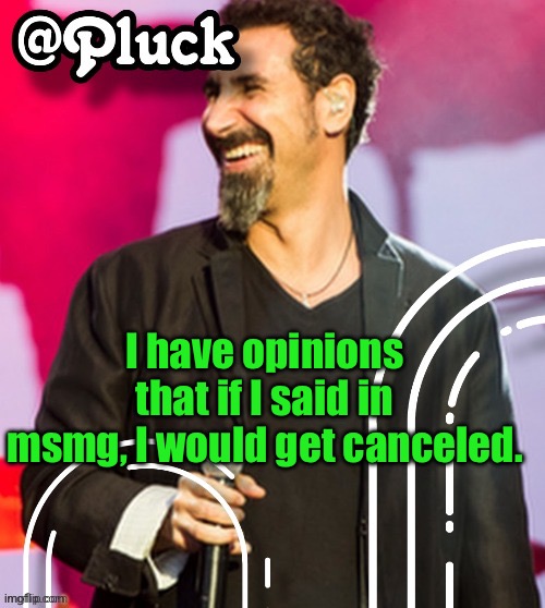Pluck’s official announcement | I have opinions that if I said in msmg, I would get canceled. | image tagged in pluck s official announcement | made w/ Imgflip meme maker