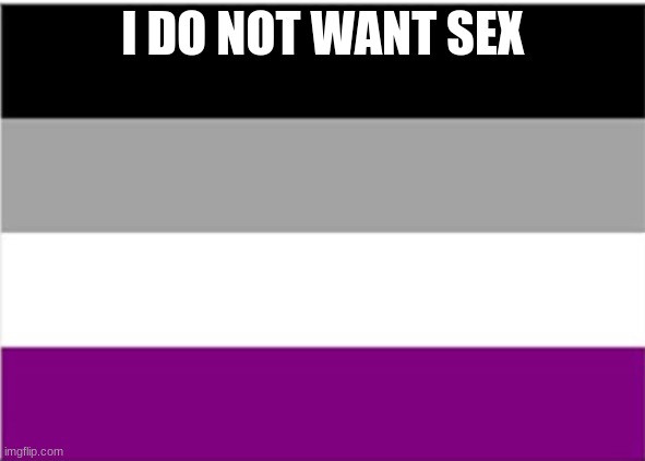 asexual flag | I DO NOT WANT SEX | image tagged in asexual flag | made w/ Imgflip meme maker
