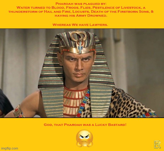 Pharoah's Luck | image tagged in lawyers,plague,lucky | made w/ Imgflip meme maker