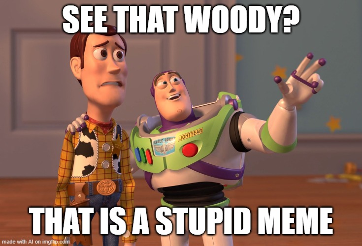 X, X Everywhere | SEE THAT WOODY? THAT IS A STUPID MEME | image tagged in memes,x x everywhere | made w/ Imgflip meme maker