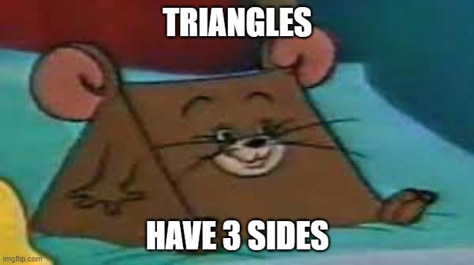Jerry wth | TRIANGLES; HAVE 3 SIDES | image tagged in jerry ate cheese | made w/ Imgflip meme maker