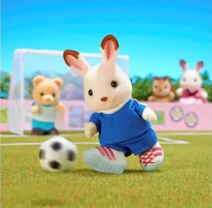 High Quality Sylvanian family rabbit playing football Blank Meme Template
