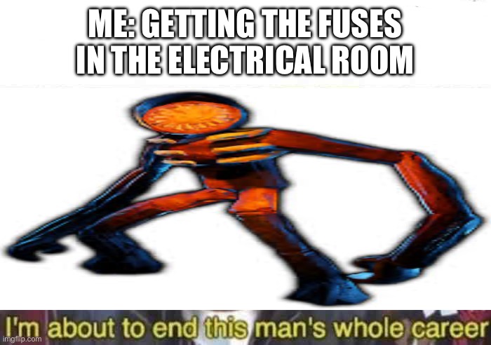 Bruh he comes from behind you i swear | ME: GETTING THE FUSES IN THE ELECTRICAL ROOM | image tagged in bruh,why | made w/ Imgflip meme maker