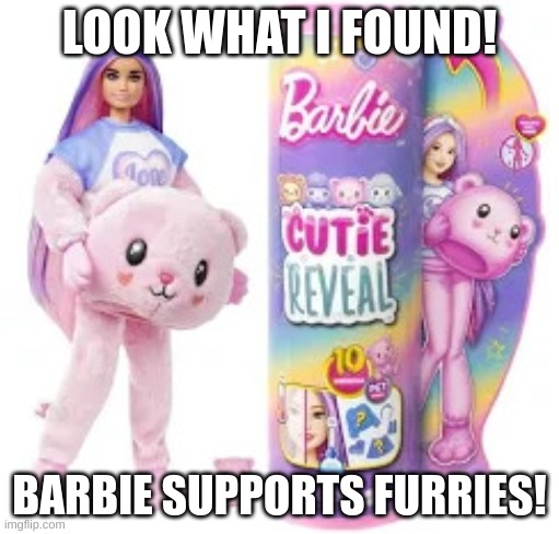 furry | LOOK WHAT I FOUND! BARBIE SUPPORTS FURRIES! | image tagged in furry | made w/ Imgflip meme maker