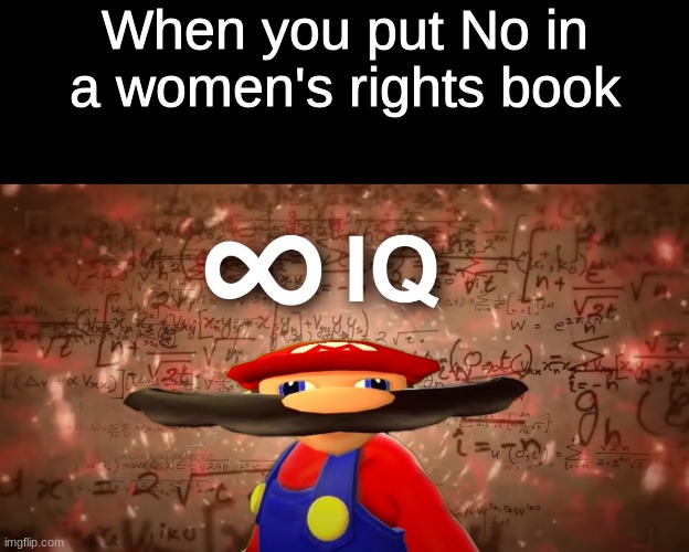 So true(no-one has thought of this before) | When you put No in a women's rights book | image tagged in infinite iq mario | made w/ Imgflip meme maker