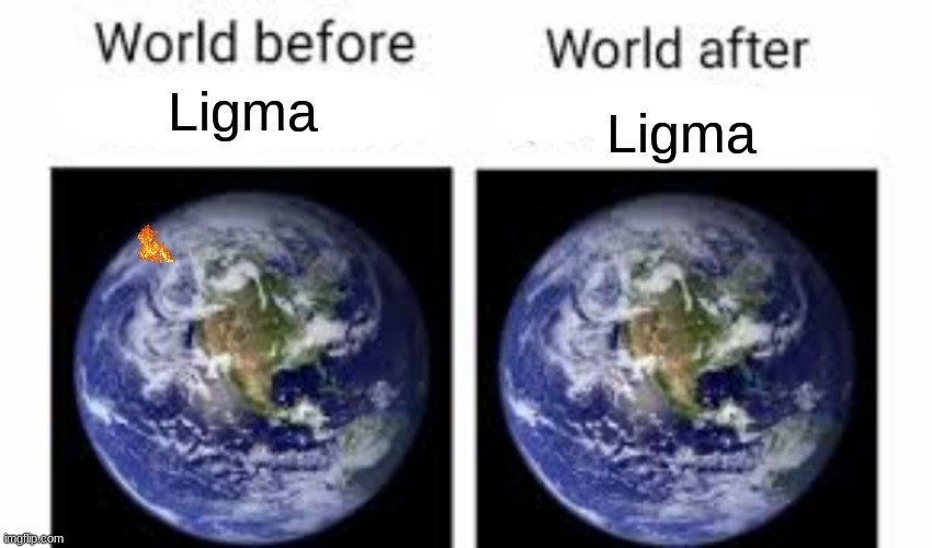 L i g m a | Ligma; Ligma | image tagged in the world before x and after x | made w/ Imgflip meme maker