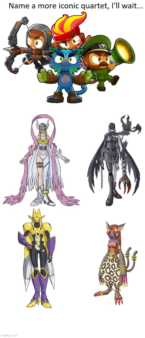 Angewomon,Ladydevimon,Sakuyamon and Bastemon is a another awesome anime quartet! | image tagged in name a more iconic quartet,digimon,anime | made w/ Imgflip meme maker