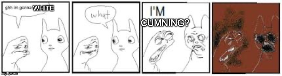 ghh, im gonna brown, what, im shitsing? | WHITE; CUMNING? | image tagged in ghh im gonna brown what im shitsing | made w/ Imgflip meme maker
