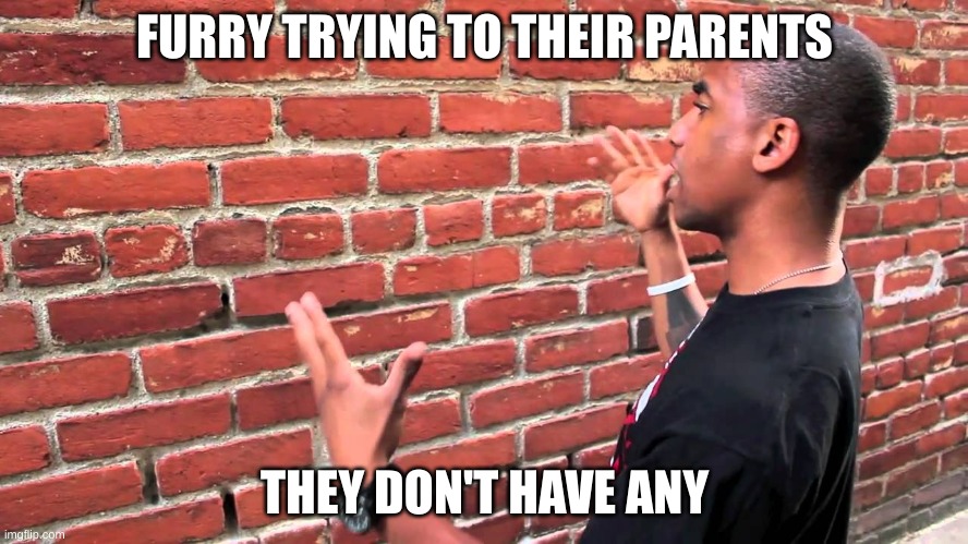 furry's have no dad he went to get the milk | FURRY TRYING TO THEIR PARENTS; THEY DON'T HAVE ANY | image tagged in guy explaining to brick wall | made w/ Imgflip meme maker
