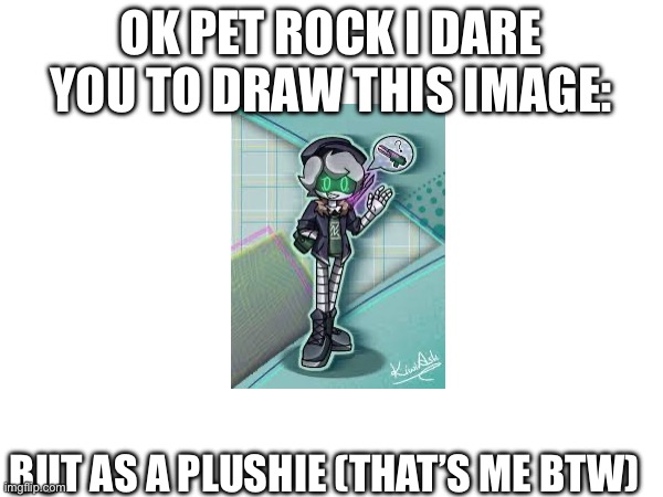 Yes that’s how I look like (Not irl obviously) | OK PET ROCK I DARE YOU TO DRAW THIS IMAGE:; BUT AS A PLUSHIE (THAT’S ME BTW) | image tagged in murder drones,idk | made w/ Imgflip meme maker