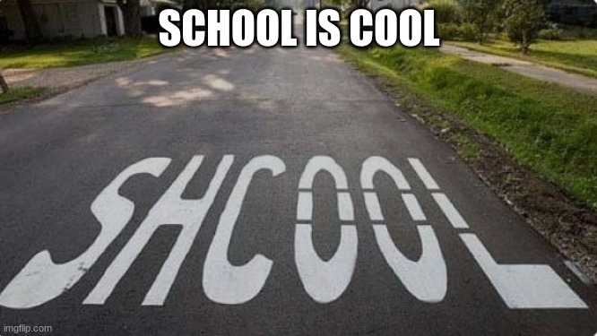 Okay | SCHOOL IS COOL | image tagged in school | made w/ Imgflip meme maker