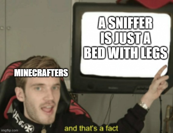I would own one and ride it to school so i could get more sleep on the way to school | A SNIFFER IS JUST A BED WITH LEGS; MINECRAFTERS | image tagged in and that's a fact,minecraft,sniffer | made w/ Imgflip meme maker