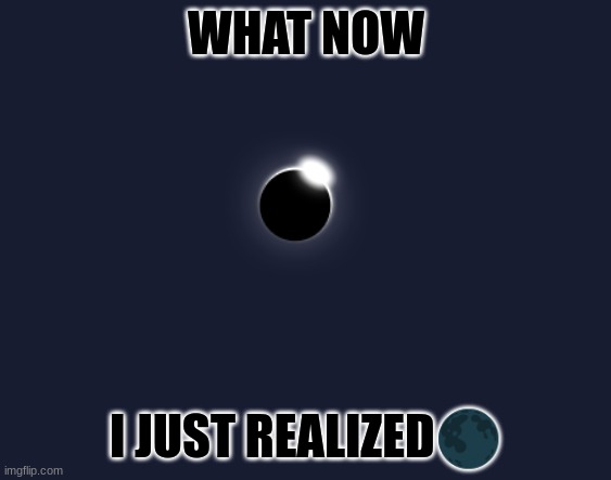 solar eclipse | WHAT NOW; I JUST REALIZED🌑 | image tagged in solar eclipse | made w/ Imgflip meme maker