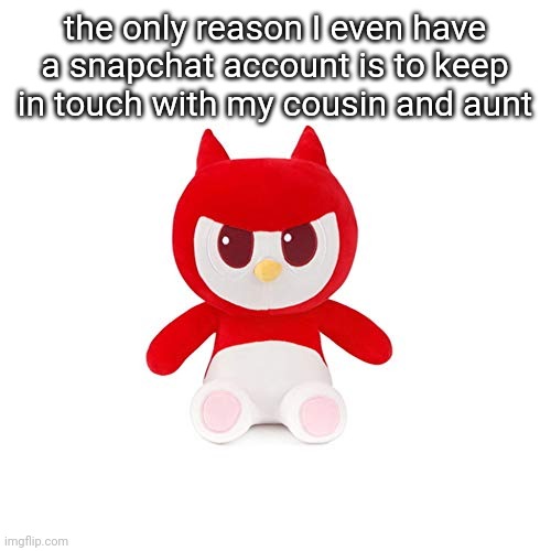 da boi | the only reason I even have a snapchat account is to keep in touch with my cousin and aunt | image tagged in da boi | made w/ Imgflip meme maker