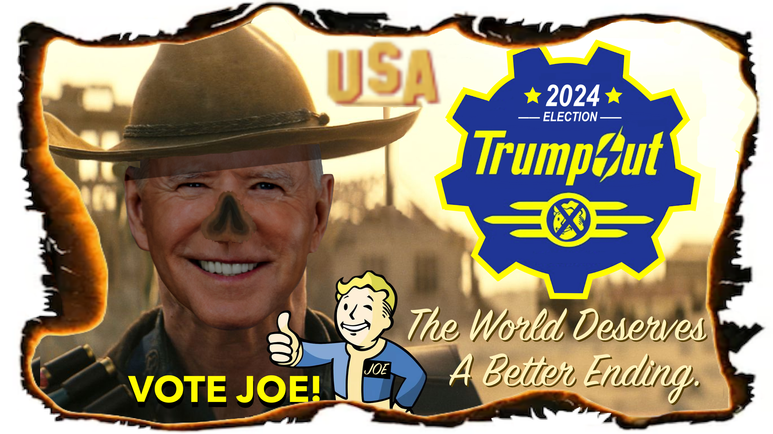 High Quality Fallout Joe Biden Meme TrumpOut The World Deserves A Better Endi Blank Meme Template