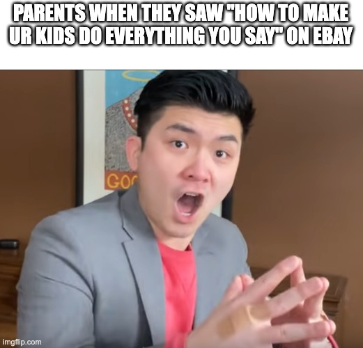 Steven He Murder Hornets | PARENTS WHEN THEY SAW "HOW TO MAKE UR KIDS DO EVERYTHING YOU SAY" ON EBAY | image tagged in steven he murder hornets | made w/ Imgflip meme maker