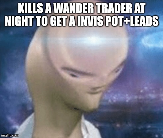 SMORT | KILLS A WANDER TRADER AT NIGHT TO GET A INVIS POT+LEADS | image tagged in smort | made w/ Imgflip meme maker