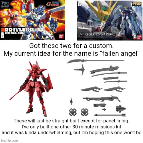 The ones on the bottom are the spinatia commando type and the sengoku weapon set. Both are from 30 minute missions | made w/ Imgflip meme maker