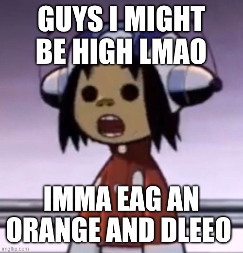 :O | GUYS I MIGHT BE HIGH LMAO; IMMA EAG AN ORANGE AND DLEEO | image tagged in o | made w/ Imgflip meme maker