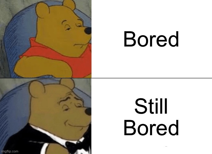 Pooh | Bored; Still Bored | image tagged in memes,tuxedo winnie the pooh | made w/ Imgflip meme maker