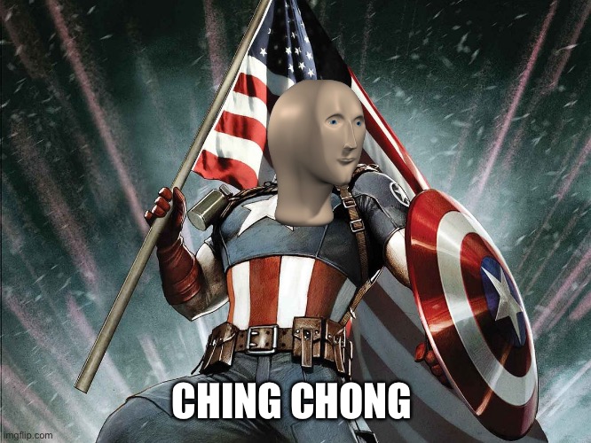Captain America Flag Shield | CHING CHONG | image tagged in captain america flag shield | made w/ Imgflip meme maker