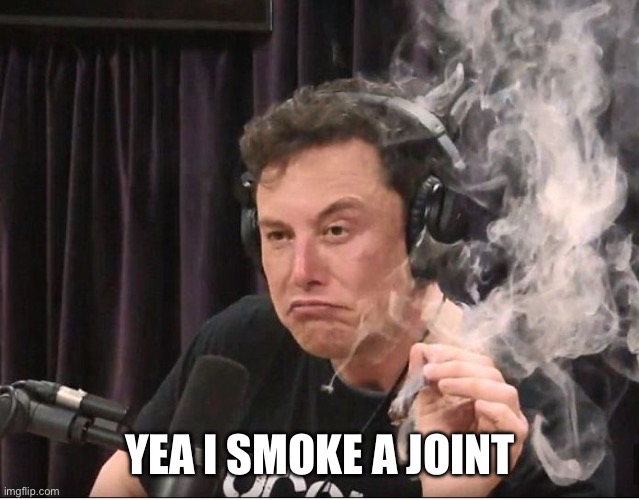 Elon Musk smoking a joint | YEA I SMOKE A JOINT | image tagged in elon musk smoking a joint | made w/ Imgflip meme maker