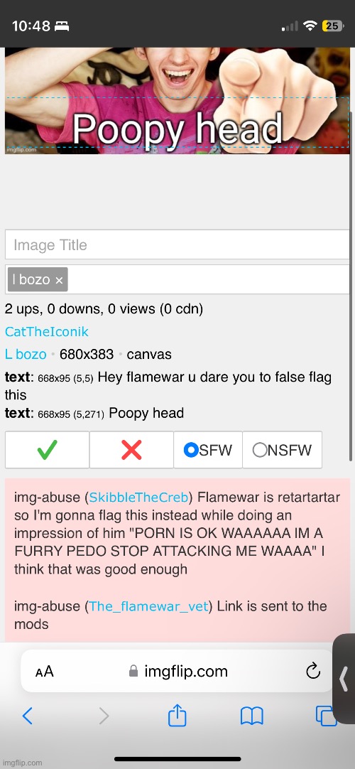 Flamewar, no joke, if you keep falsely flagging images you’re going to get a much longer ban | made w/ Imgflip meme maker