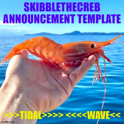skibblethecreb announcement template | >>>TIDAL>>>> <<<<WAVE<< | image tagged in skibblethecreb announcement template | made w/ Imgflip meme maker