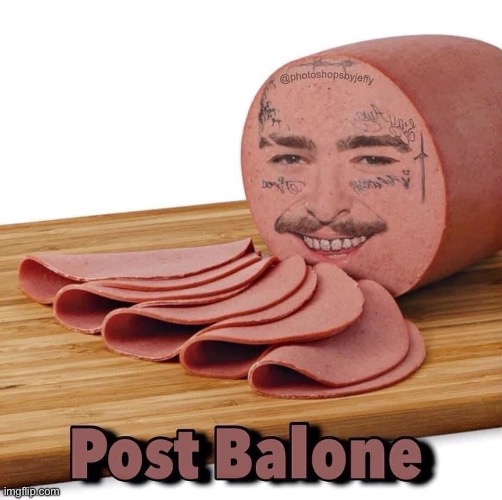 Proudly stolen | image tagged in post malone,baloney | made w/ Imgflip meme maker