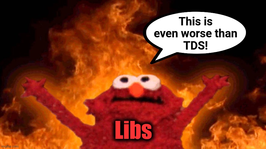 elmo fire | This is
even worse than
TDS! Libs | image tagged in elmo fire | made w/ Imgflip meme maker