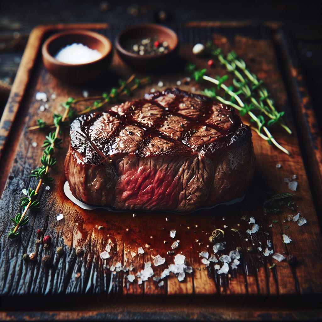 Steak on a wooden cutting board Blank Meme Template