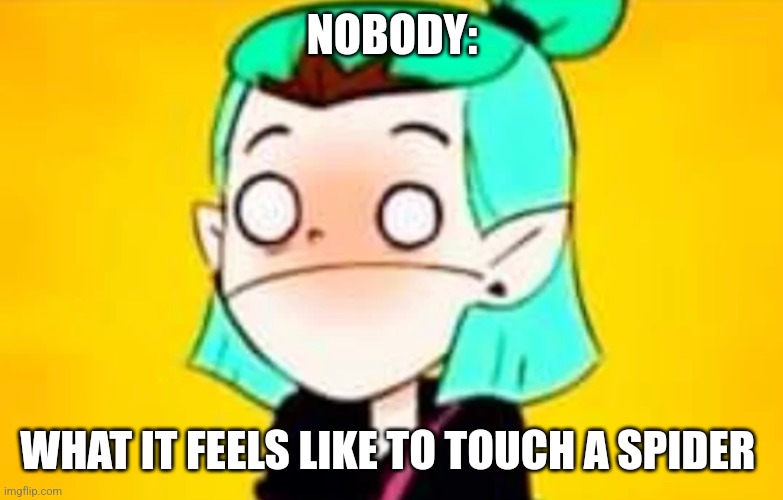 I've never touched a spider | NOBODY:; WHAT IT FEELS LIKE TO TOUCH A SPIDER | image tagged in flustered amity,spider,jpfan102504 | made w/ Imgflip meme maker