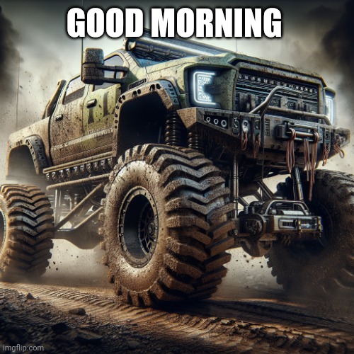 off-road truck temp | GOOD MORNING | image tagged in off-road truck temp | made w/ Imgflip meme maker