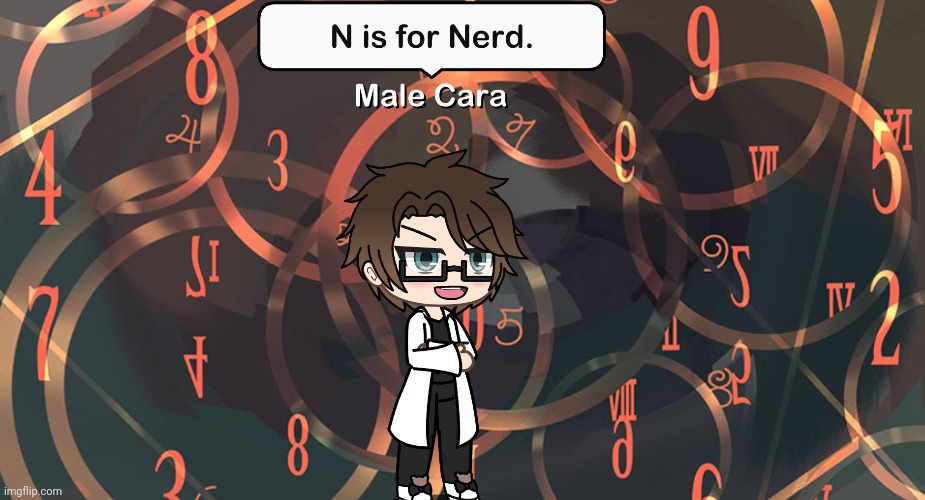 N is for Nerd because Male Cara is a nerd. | image tagged in pop up school 2,pus2,x is for x,male cara,nerd | made w/ Imgflip meme maker