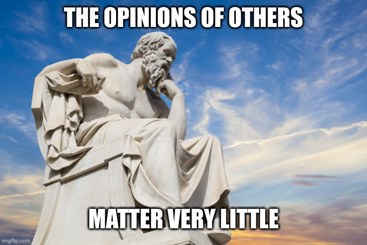 THE OPINIONS OF OTHERS MATTER VERY LITTLE | image tagged in philosophy | made w/ Imgflip meme maker