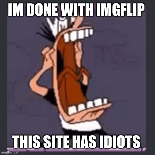 I have a mental breakdown | IM DONE WITH IMGFLIP; THIS SITE HAS IDIOTS | image tagged in peppino screaming at post above | made w/ Imgflip meme maker