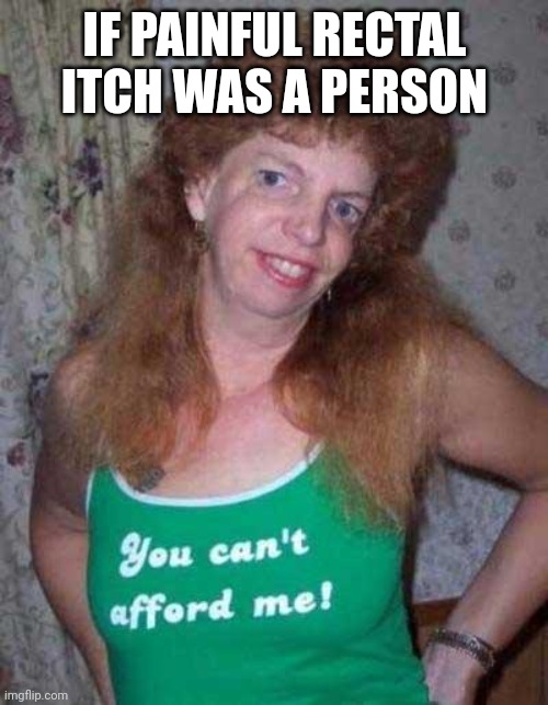 Ugly Woman | IF PAINFUL RECTAL ITCH WAS A PERSON | image tagged in ugly woman | made w/ Imgflip meme maker