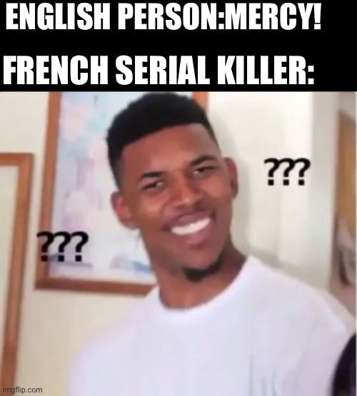 Nick Young | ENGLISH PERSON:MERCY! FRENCH SERIAL KILLER: | image tagged in nick young,dark humor | made w/ Imgflip meme maker