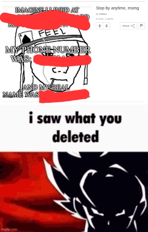 blurred it now | image tagged in i saw what you deleted | made w/ Imgflip meme maker