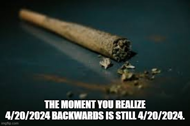 420 | THE MOMENT YOU REALIZE 4/20/2024 BACKWARDS IS STILL 4/20/2024. | image tagged in 420 | made w/ Imgflip meme maker