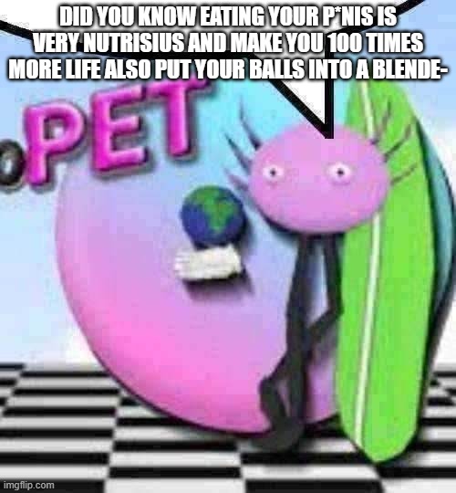 bonzipet says | DID YOU KNOW EATING YOUR P*NIS IS VERY NUTRISIUS AND MAKE YOU 100 TIMES MORE LIFE ALSO PUT YOUR BALLS INTO A BLENDE- | image tagged in kinito speech bubble | made w/ Imgflip meme maker