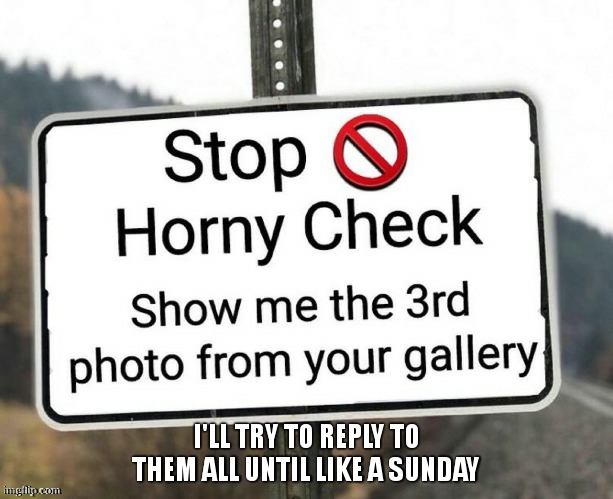 not forced | I'LL TRY TO REPLY TO THEM ALL UNTIL LIKE A SUNDAY | image tagged in horny check | made w/ Imgflip meme maker
