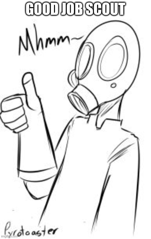 thumbs up pyro | GOOD JOB SCOUT | image tagged in thumbs up pyro | made w/ Imgflip meme maker