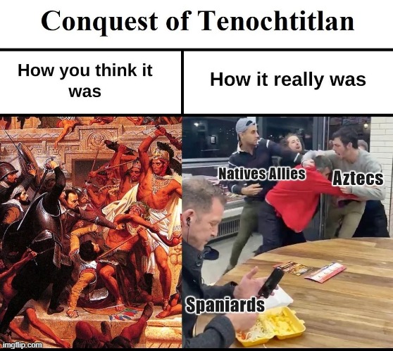 Aztec Conquest | image tagged in history memes | made w/ Imgflip meme maker